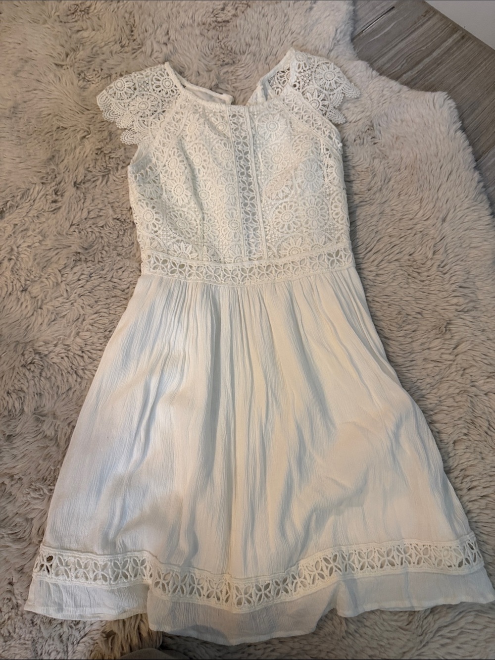 Hollister White Lace Cap-Sleeve Fit-and-Flare Dress